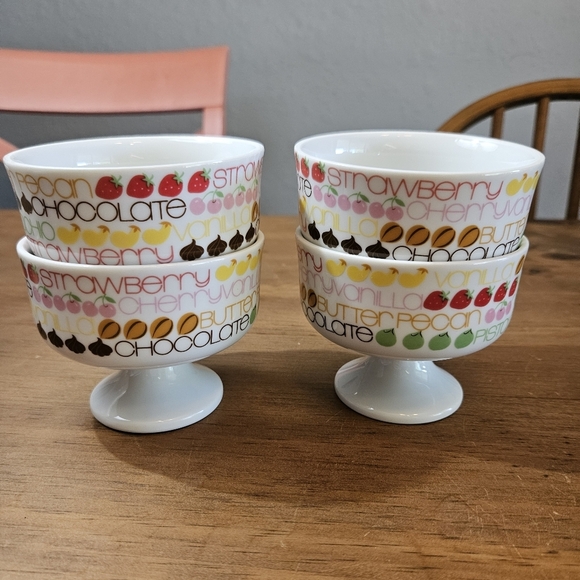 Toscany Collection Japan Set of 4 Vintage Ice Cream Dishes MCM Retro 70's - Picture 7 of 7